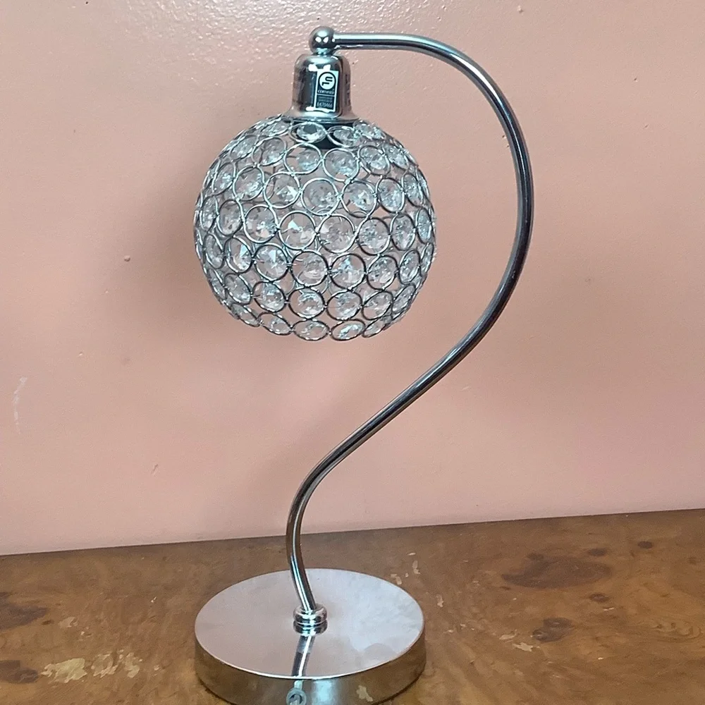 Crystal Globe Table Lamp - Silver 16”
